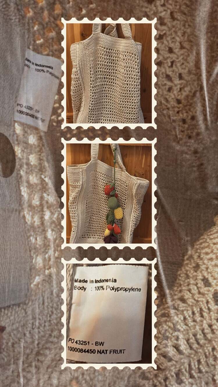 The Sak Crochet Tote Bag with Fruit Charm